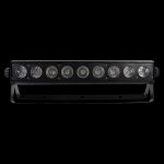 Barra LED a Batteria 9x18W in Prospettiva Frontale su Sfondo Nero