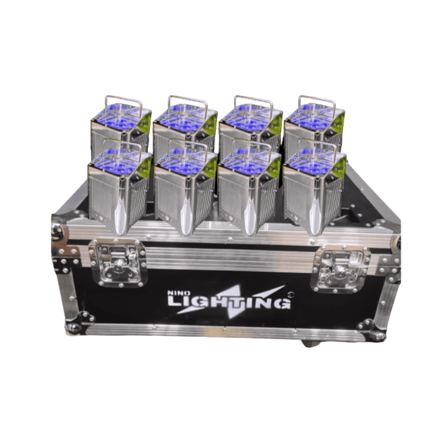 Baule FlightCase con 8pz Faretti CROMATI Smart Battery LED RGBWA-UV WiFi a Batteria e Telecomando Wireless 1 Baule FlightCase con 8pz Faretti CROMATI Smart Battery LED RGBWA UV WiFi a Batteria e Telecomando Wireless 1