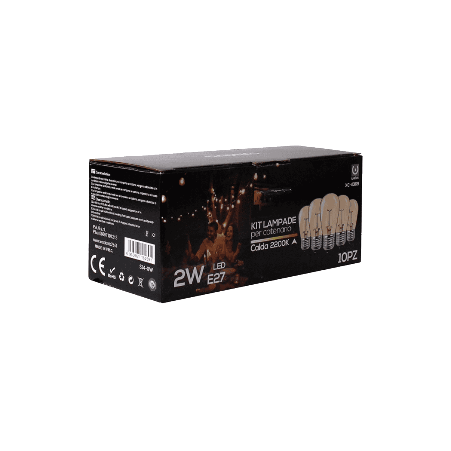 Kit-da-10-Lampadine-LED-2W-con-attacco-E27-Luce-calda-2200K-per-Catenaria Kit da 10 Lampadine LED 2W con attacco E27 Luce calda 2200K per Catenaria